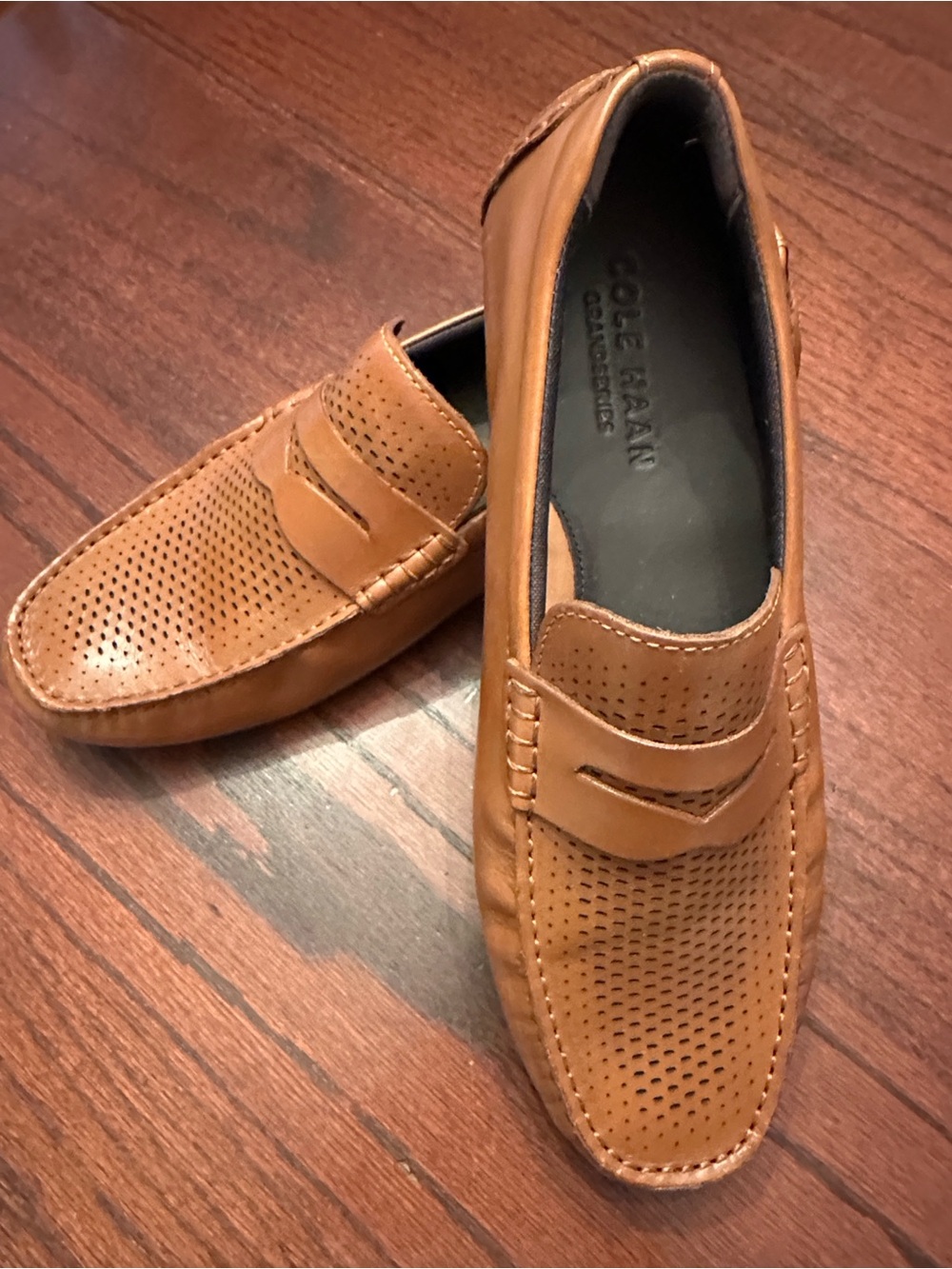 NWOT Cole Haan Men’s Tan Perforated Leather Penny Loafers | 10M